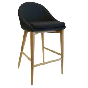 Erin Fabric Counter Stool, Charcoal / Oak by Ingram Designer, a Bar Stools for sale on Style Sourcebook