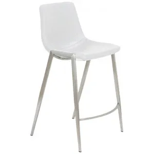 Nash Faux Leather Counter Chair, White / Stainless Steel by Ingram Designer, a Bar Stools for sale on Style Sourcebook