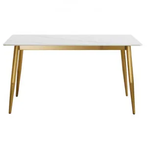 Cheviot Sintered Stone Top Dining Table, 130cm, White / Gold by St. Martin, a Dining Tables for sale on Style Sourcebook