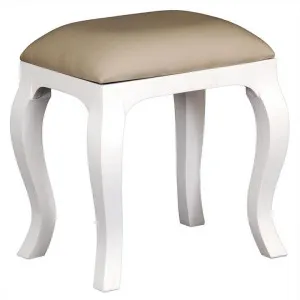 Queen Anne Mahogany Timber Dressing Stool, White by Centrum Furniture, a Stools for sale on Style Sourcebook