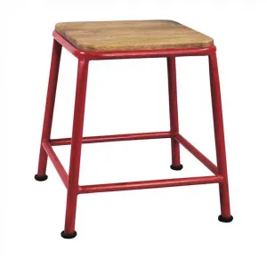 Hunston Metal Table Stool with Timber Seat, Red by Chateau Legende, a Bar Stools for sale on Style Sourcebook