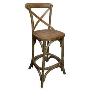 Bassel Elm Timber Cross Back Counter Stool, Natural by Montego, a Bar Stools for sale on Style Sourcebook