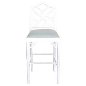 Wichita Mahogany Timber Counter Stool, White by Ambience Interiors, a Bar Stools for sale on Style Sourcebook