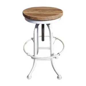 Burkel Iron Industrial Adjustable Bar Stool,  Distressed White by Montego, a Bar Stools for sale on Style Sourcebook
