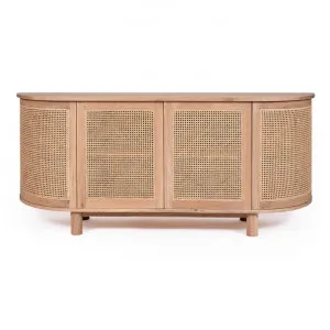 Sandestin American Oak Timber & Rattan  4 Door Curved Sideboard, 200cm, Natural by Ambience Interiors, a Sideboards, Buffets & Trolleys for sale on Style Sourcebook