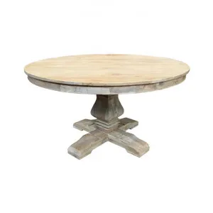 Haux Reclaimed Elm Timber Round Pedestal Dining Table, 150cm, Natural by Montego, a Dining Tables for sale on Style Sourcebook
