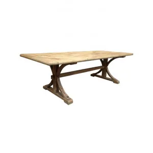 Leclerc Reclaimed Elm Timber Trestle Dining Table, 250cm, Natural by Montego, a Dining Tables for sale on Style Sourcebook