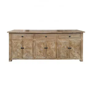 Fauchey Elm Timber 6 Door 3 Drawer Buffet Table, 200cm, Natural by Montego, a Sideboards, Buffets & Trolleys for sale on Style Sourcebook