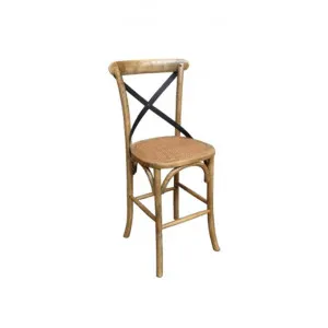 Bassel Elm Timber Metal Cross Back Counter Stool, Natural by Montego, a Bar Stools for sale on Style Sourcebook