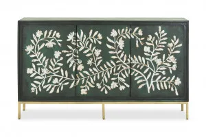 Raja Classic Sideboard, Green Carved Mother Of Pearl Inlay, by Lounge Lovers by Lounge Lovers, a Sideboards, Buffets & Trolleys for sale on Style Sourcebook