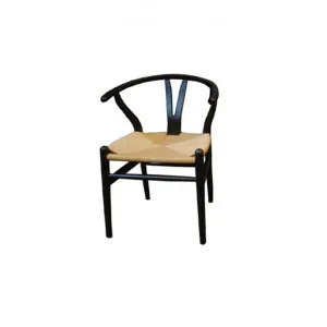 Linden Timber Replica Hans Wegner Wishbone Chair, Cord Seat, Black / Natural by Montego, a Dining Chairs for sale on Style Sourcebook