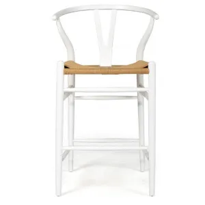 Hanx Replica Hans Wegner Wishbone Counter Stool, White / Tan by Ambience Interiors, a Bar Stools for sale on Style Sourcebook