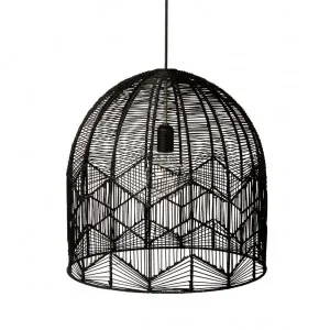 Black Rattan Lace Pendant - Amalfi by Ivory & Deene, a Pendant Lighting for sale on Style Sourcebook
