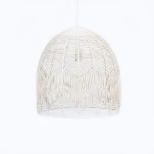 Whitewash Rattan Lace Pendant - Amalfi by Ivory & Deene, a Pendant Lighting for sale on Style Sourcebook