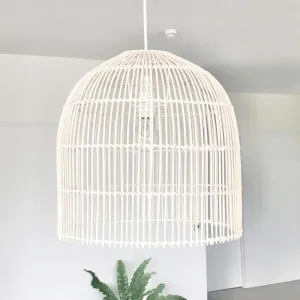 Whitewash Cane Rattan Pendant Light - Siena by Ivory & Deene, a Pendant Lighting for sale on Style Sourcebook