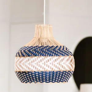 Bondi Blue Rattan Pendant Light by Ivory & Deene, a Pendant Lighting for sale on Style Sourcebook