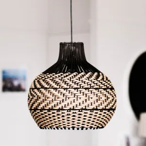Bondi Black Rattan Pendant Light by Ivory & Deene, a Pendant Lighting for sale on Style Sourcebook