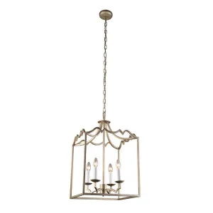 Modern Detailed Box Frame Lantern Pendant Light - Champagne Silver Palazzo by Ivory & Deene, a Pendant Lighting for sale on Style Sourcebook