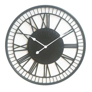 Large Metal Wall Clock - Tuscany - Charcoal by Ivory & Deene, a Living for sale on Style Sourcebook