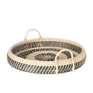 Large Round Natural Rattan Breakfast Tray With Handles - Light by Ivory & Deene, a Decor for sale on Style Sourcebook