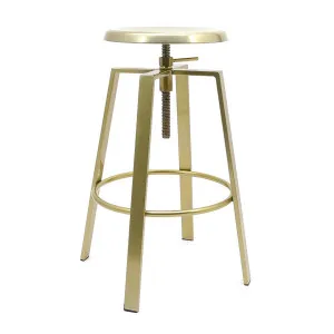 Metal Industrial Bar Stool - Adjustable Swivel Seat - Gold by Ivory & Deene, a Bar Stools for sale on Style Sourcebook
