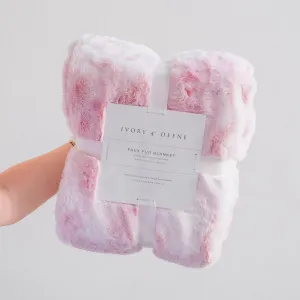 Plush Fur Throw Blanket - Marble Pink by Ivory & Deene, a Blankets & Throws for sale on Style Sourcebook