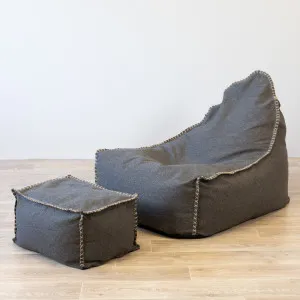 Linen Bean Bag And Ottoman - Charcoal by Ivory & Deene, a Bean Bags for sale on Style Sourcebook