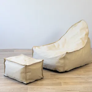 Linen Bean Bag And Ottoman - Natural by Ivory & Deene, a Bean Bags for sale on Style Sourcebook