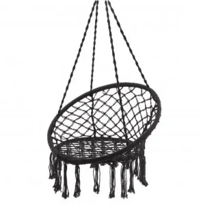 Madrid Macrame Hanging Chair Swing - Black by Ivory & Deene, a Living for sale on Style Sourcebook