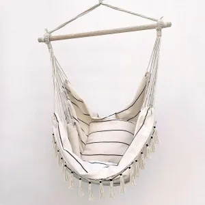 Soho Pinstripe Hanging Hammock Chair With Matching Cushions by Ivory & Deene, a Hammocks for sale on Style Sourcebook