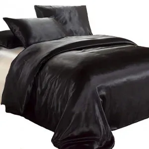 Satin Quilt Cover - Luxury Black by Ivory & Deene, a Living for sale on Style Sourcebook