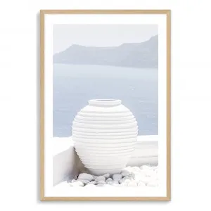 White Urn In Santorini Art Print by The Paper Tree, a Prints for sale on Style Sourcebook