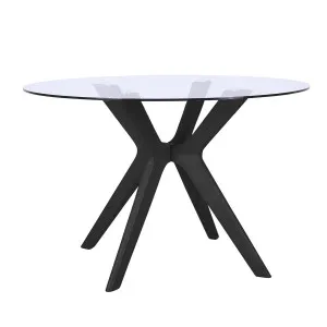Padma Round Dining Table 120cm in Glass / Black by OzDesignFurniture, a Dining Tables for sale on Style Sourcebook
