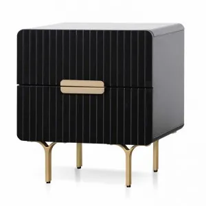 Erwin Matte Black Bedside Table - Brass Legs and Handle by Interior Secrets - AfterPay Available by Interior Secrets, a Bedside Tables for sale on Style Sourcebook