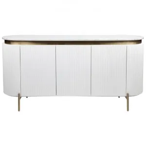 Demarco Marble Top 3 Door Oval Buffet Table, 160cm, White by Cozy Lighting & Living, a Sideboards, Buffets & Trolleys for sale on Style Sourcebook