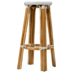 Positano Rattan Round Bistro Counter Stool, White by Casa Sano, a Bar Stools for sale on Style Sourcebook
