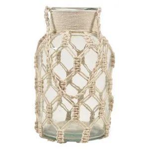 Boho Cotton Knot & Glass Lantern by Casa Uno, a Lanterns for sale on Style Sourcebook