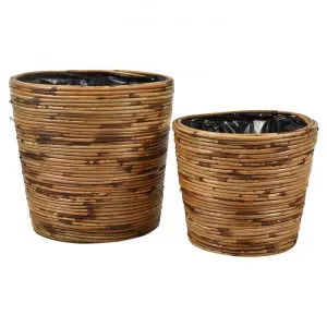 Jera 2 Piece Rattan Pot Set by Casa Uno, a Plant Holders for sale on Style Sourcebook