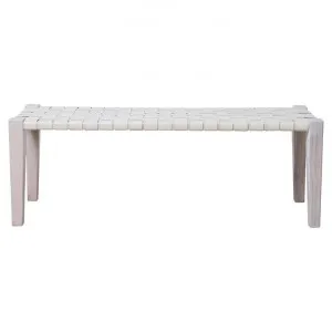 Gimojo Woven Leather & Timber Bench, Ivory by Casa Uno, a Benches for sale on Style Sourcebook