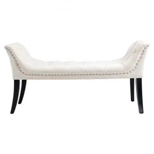 Ellicombe Tufted Fabric Ottoman Bench, Off White by Emporium Oggetti, a Ottomans for sale on Style Sourcebook
