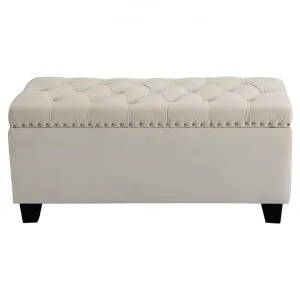 Ellicombe Tufted Fabric Storage Ottoman, Off White by ArteVista Emporium, a Ottomans for sale on Style Sourcebook