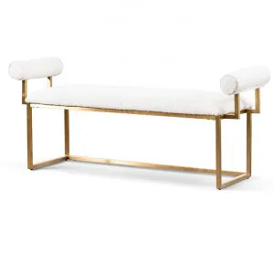 Florence Ivory White Boucle Bench - Brushed Gold Base by Interior Secrets - AfterPay Available by Interior Secrets, a Benches for sale on Style Sourcebook