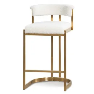 Adela Ivory White Boucle Bar Stool - Brushed Gold Base by Interior Secrets - AfterPay Available by Interior Secrets, a Bar Stools for sale on Style Sourcebook