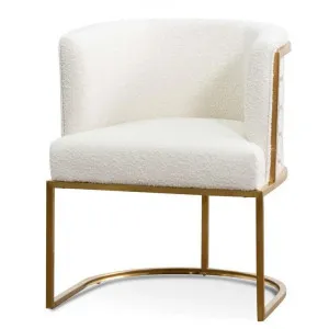 Carma Ivory White Boucle Lounge Chair - Brushed Gold by Interior Secrets - AfterPay Available by Interior Secrets, a Chairs for sale on Style Sourcebook