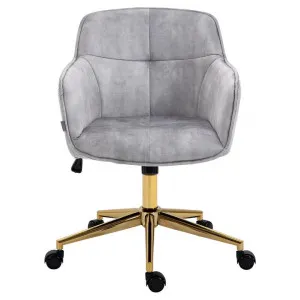 Watson Velvet Fabric Office Chair, Silver by Emporium Oggetti, a Chairs for sale on Style Sourcebook