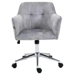 Kipper Velvet Fabric Office Chair, Silver / Chrome by Emporium Oggetti, a Chairs for sale on Style Sourcebook