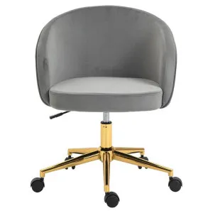 Liz Velvet Fabric Office Chair, Grey by Emporium Oggetti, a Chairs for sale on Style Sourcebook