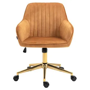Minstry Velvet Fabric Office Chair, Gold by Emporium Oggetti, a Chairs for sale on Style Sourcebook