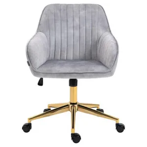 Minstry Velvet Fabric Office Chair, Silver by Emporium Oggetti, a Chairs for sale on Style Sourcebook