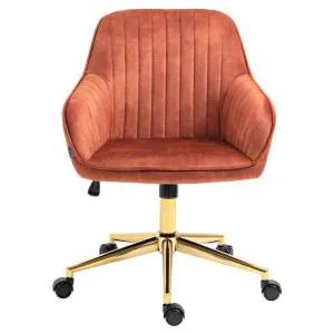 Minstry Velvet Fabric Office Chair, Copper by Emporium Oggetti, a Chairs for sale on Style Sourcebook